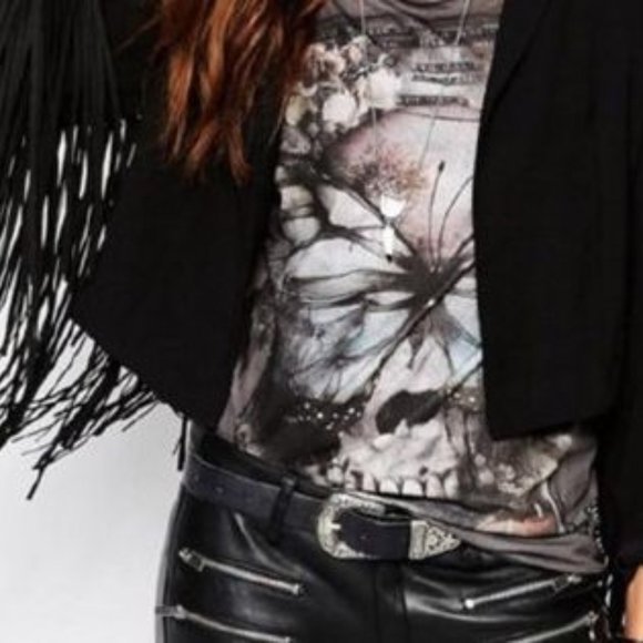 BNWT Sea Gypsies by Lost Black Suede Fringe Jacket - Picture 5 of 7